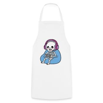 Niedliche Kawaii-Skelett-Videospieler-Videospieler-Gaming-Halloween - Kochschürze - Weiß - Vorne - AI Model Male 185 dark (185cm)