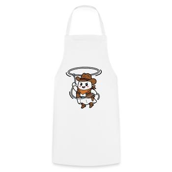 Niedlicher Kawaii-Geist-Cowboy-Halloween-Western - Kochschürze - Weiß - Vorne - AI Model Male 185 dark (185cm)