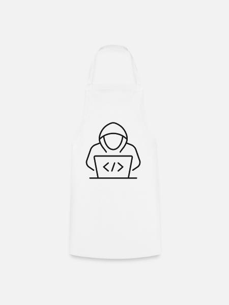 Hacker Laptop Zeilen-Symbol - Kochschürze - Weiß