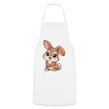Hase Kawaii Style – Süßes Hasenmotiv - Kochschürze - Weiß - Vorne - AI Model Male 185 dark (185cm)