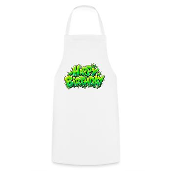 Happy Birthday Graffiti Slime: Zu stilvoll! - Kochschürze - Weiß - Vorne - AI Model Male 185 dark (185cm)