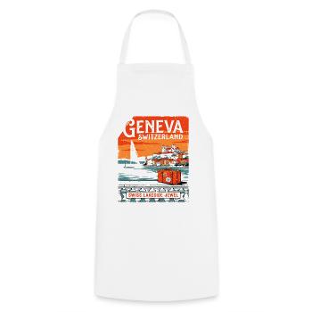 Vintage Geneva Switzerland Lakeside Jewel Travel - Kochschürze - Weiß - Vorne - AI Model Male 185 dark (185cm)
