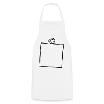 Pinnwandzettel handgezeichnet - Kochschürze - Weiß - Vorne - AI Model Male 185 dark (185cm)