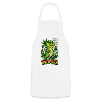 Weed-Rex Smoking Joint Cannabis Dinosaur Design - Kochschürze - Weiß - Vorne - AI Model Male 185 dark (185cm)