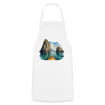 Durch die Sea-Stack Passage - Kochschürze - Weiß - Vorne - AI Model Male 185 dark (185cm)