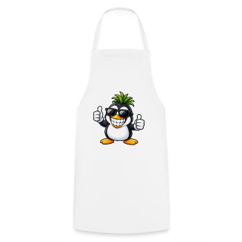 Cooler Pinguin mit Ananas Frisur - Kochschürze - Weiß - Vorne - AI Model Male 185 dark (185cm)