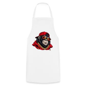 Cooler Gorilla mit Sonnenbrille – Urbane Streetwear - Kochschürze - Weiß - Vorne - AI Model Male 185 dark (185cm)