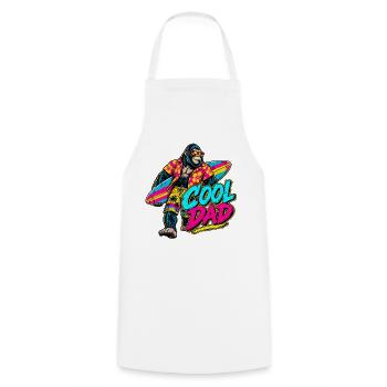 Surferaffe Neon Tropenstil - Kochschürze - Weiß - Vorne - AI Model Male 185 dark (185cm)