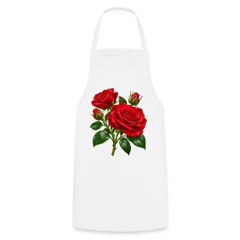 Crimson Rose Bouquet-Kunstwerk - Kochschürze - Weiß - Vorne - AI Model Male 185 dark (185cm)
