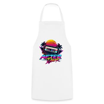 After Dark 80er Retro Synthwave - Kochschürze - Weiß - Vorne - AI Model Male 185 dark (185cm)