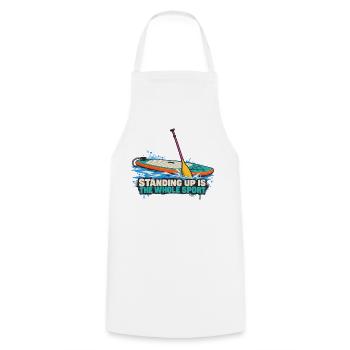 Stand Up Paddling: Ganzheitssport - Kochschürze - Weiß - Vorne - AI Model Male 185 dark (185cm)