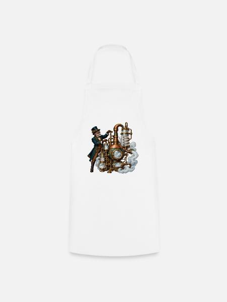 Steampunk-Dampfmeister-Mechanik - Kochschürze - Weiß