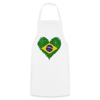 Brasilien Herzflagge Grunge - Kochschürze - Weiß - Vorne - AI Model Male 185 dark (185cm)