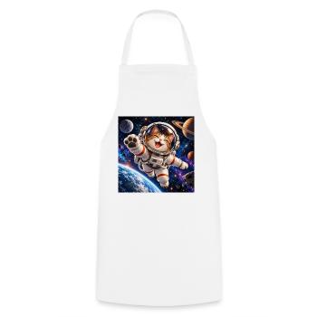 Katzenastronaut im All - Kochschürze - Weiß - Vorne - AI Model Male 185 dark (185cm)