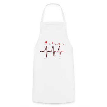 Heartbeat Love - Herzschlag Love, Liebe, Αγάπη - Kochschürze - Weiß - Vorne - AI Model Male 185 dark (185cm)