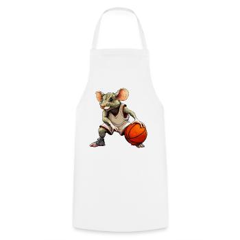 Ratte Basketball - Kochschürze - Weiß - Vorne - AI Model Male 185 dark (185cm)