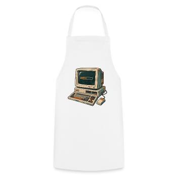 Retro-Computer Pixelästhetik - Kochschürze - Weiß - Vorne - AI Model Male 185 dark (185cm)