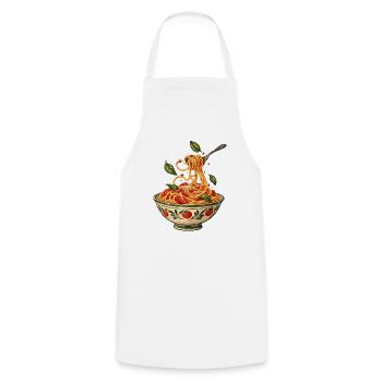 Spaghetti Schüssel Illustration - Kochschürze - Weiß - Vorne - AI Model Male 185 dark (185cm)