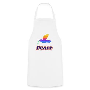 Friedenstaube Retro – Peace Taube 70er - Kochschürze - Weiß - Vorne - AI Model Male 185 dark (185cm)