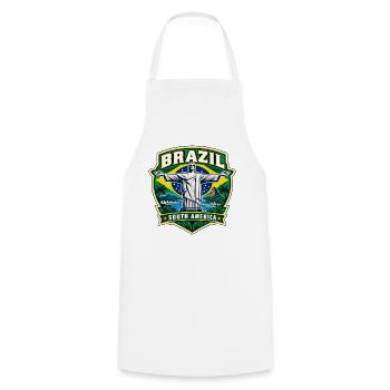 Brazil Pride Emblem | Der Retter Rio - Kochschürze - Weiß - Vorne - AI Model Male 185 dark (185cm)