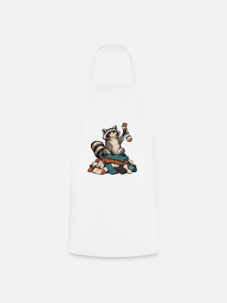 Waschbär auf dem Wäscheberg - Kochschürze - Weiß