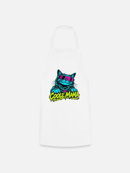 Coole Mama Katze Neon-Grafik - Kochschürze - Weiß
