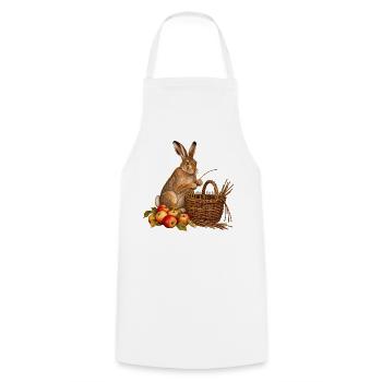 Hase flechtet einen Erntekorb - Kochschürze - Weiß - Vorne - AI Model Male 185 dark (185cm)