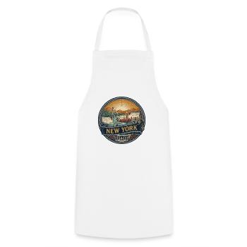 New York Skyline Vintage Reisesouvenir Geschenk - Kochschürze - Weiß - Vorne - AI Model Male 185 dark (185cm)