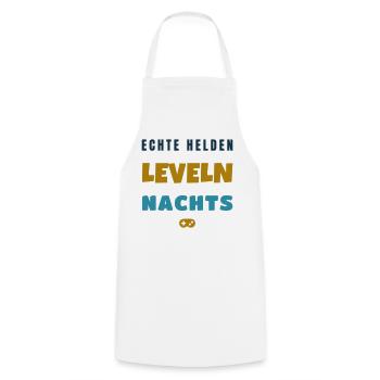 Echte Helden leveln nachts Gamer Spruch - Kochschürze - Weiß - Vorne - AI Model Male 185 dark (185cm)