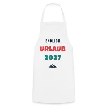 Endlich Urlaub 2027 Spruch Reise Geschenk - Kochschürze - Weiß - Vorne - AI Model Male 185 dark (185cm)