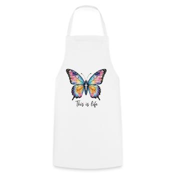 Schmetterling Kreuz Christlicher Spruch - Kochschürze - Weiß - Vorne - AI Model Male 185 dark (185cm)