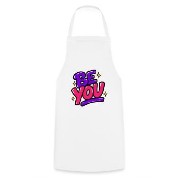 GEN Z ZITIERT TYPOGRAFIEDESIGN – Be You - Kochschürze - Weiß - Vorne - AI Model Male 185 dark (185cm)