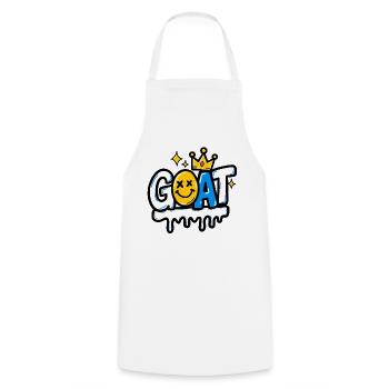GEN Z ZITATE – Goat Crown Graffiti Smile - Kochschürze - Weiß - Vorne - AI Model Male 185 dark (185cm)