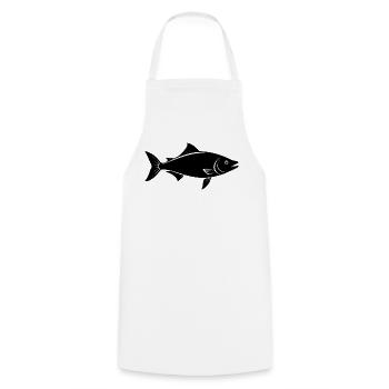 Sockeye-Lachs - Kochschürze - Weiß - Vorne - AI Model Male 185 dark (185cm)