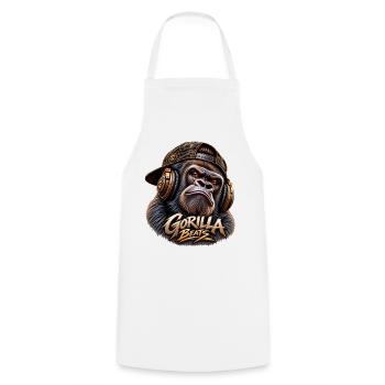 GORILLA BEATS – Urban Sound - Kochschürze - Weiß - Vorne - AI Model Male 185 dark (185cm)