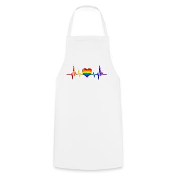 LGBTQ Herz Herzfrequenz Puls EKG Herzlinie - Kochschürze - Weiß - Vorne - AI Model Male 185 dark (185cm)