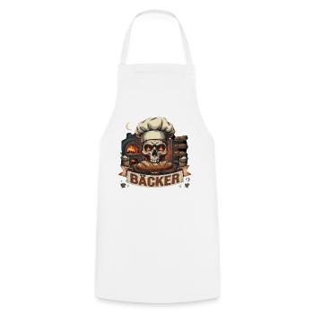 Totenkopf Bäcker Motiv - Kochschürze - Weiß - Vorne - AI Model Male 185 dark (185cm)