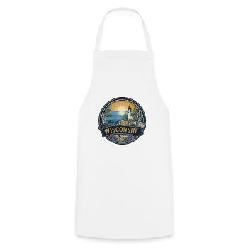 Wisconsin Door County Leuchtturm-Reisegeschenk - Kochschürze - Weiß - Vorne - AI Model Male 185 dark (185cm)