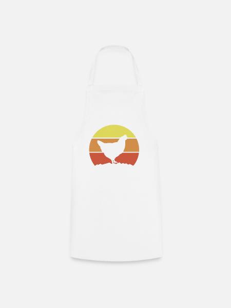 Huhn Silhouette Retro - Kochschürze - Weiß