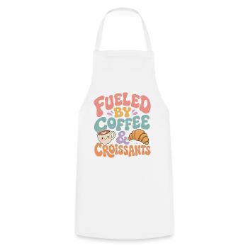 Croissants Kawaii Kaffee - Kochschürze - Weiß - Vorne - AI Model Male 185 dark (185cm)