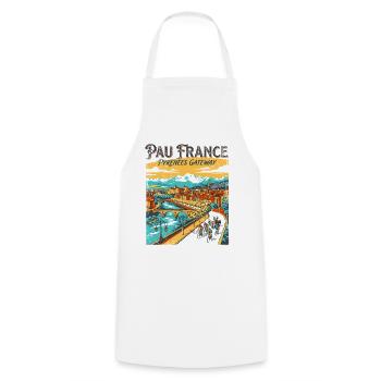 Vintage Pau France Pyrenees Gateway Travel Poster - Kochschürze - Weiß - Vorne - AI Model Male 185 dark (185cm)