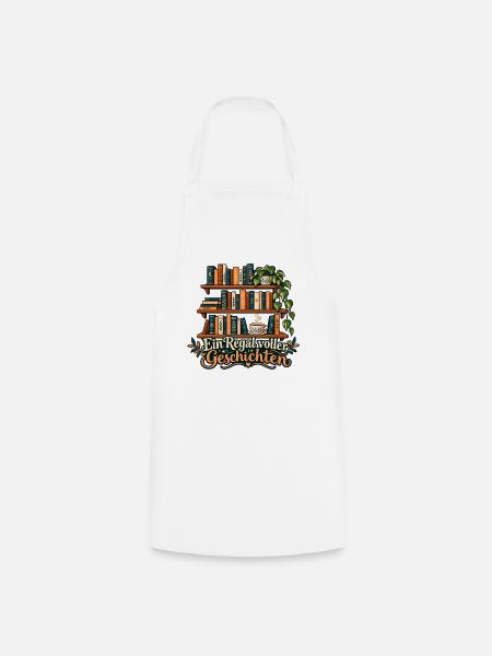 Bücherregal: Ein Regal voller Geschichten - Kochschürze - Weiß