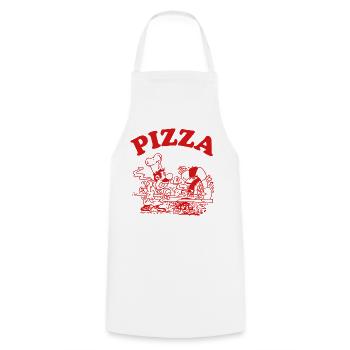 Pizza Pizzabäcker Koch Gastronomie Lustiges Motiv - Kochschürze - Weiß - Vorne - AI Model Male 185 dark (185cm)