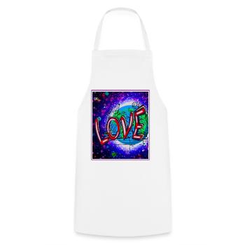 Love im Neon-Kosmos - Kochschürze - Weiß - Vorne - AI Model Male 185 dark (185cm)