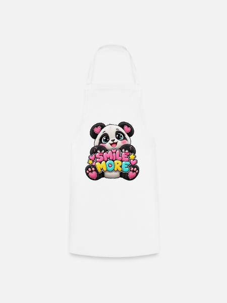 Panda Smile More Herz-Illustration - Kochschürze - Weiß