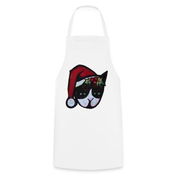 Panda-Weihnachtsmann-Stechpalmenmaske - Kochschürze - Weiß - Vorne - AI Model Male 185 dark (185cm)
