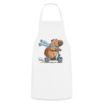Capybara auf Roller Lustiges Tiermotiv Scooter - Kochschürze - Weiß - Vorne - AI Model Male 185 dark (185cm)