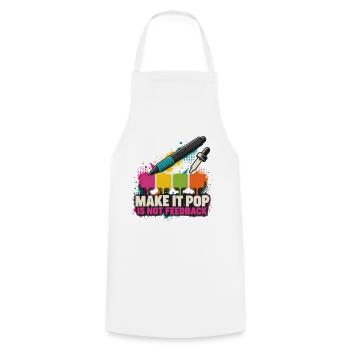 Make It Pop – Kein Feedback - Kochschürze - Weiß - Vorne - AI Model Male 185 dark (185cm)