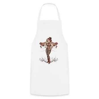 Clown Girl Pinup Clowngirl Clown - Kochschürze - Weiß - Vorne - AI Model Male 185 dark (185cm)