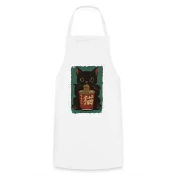 Schwarze Katze Cup Noodles Ramen Retro - Kochschürze - Weiß - Vorne - AI Model Male 185 dark (185cm)
